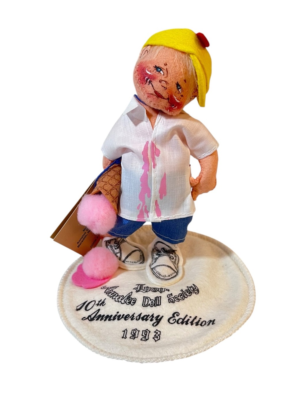 Annalee Doll Society 10th Anniversary Logo Kid 7” Doll 1993